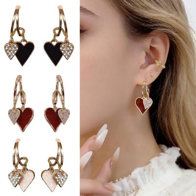 Orecchini Pendenti Cuore d'Amore Donna Orecchini Pendenti Cuore Strass Orecchini Scintillanti Regalo San Valentino Anniversario per Lei