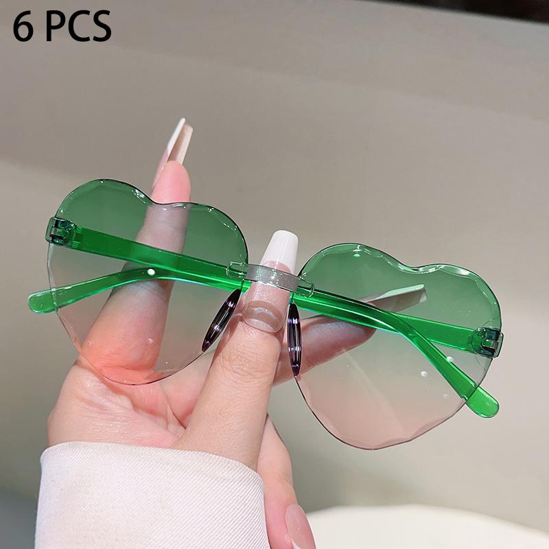 1/6 Pcs Rimless Heart Shaped  Sunglasses for Kids  New Cute Multi-color Children Shades Ins Trendy Design Decor Sun Glasses