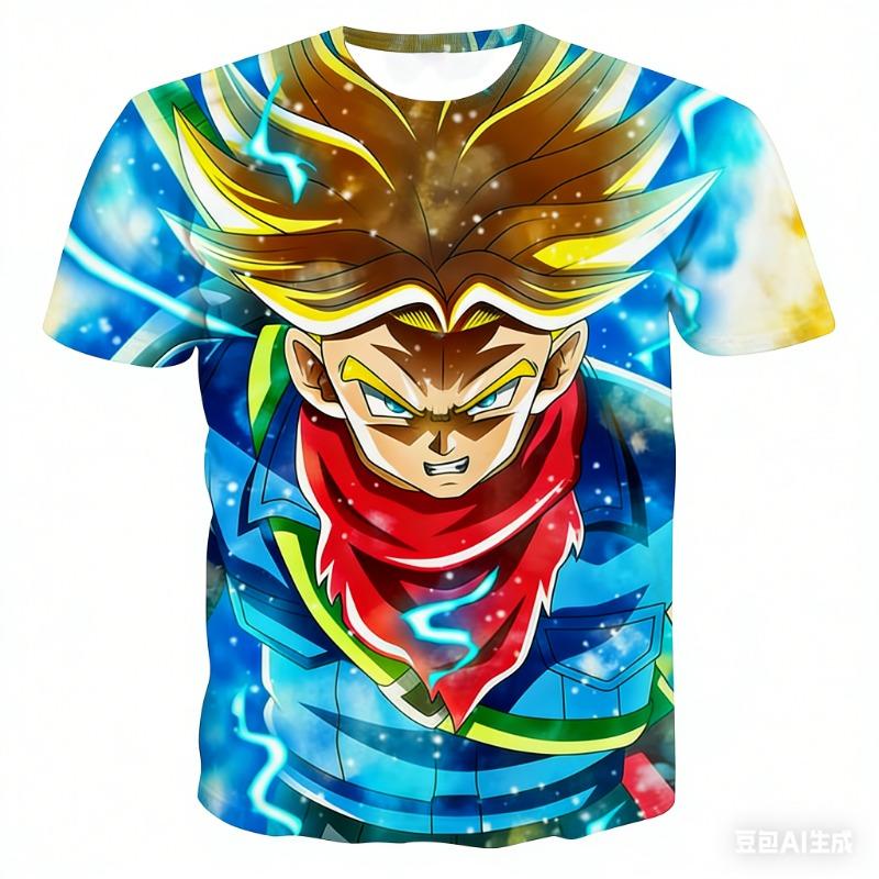 Japanese Anime Dragon Ball Z Printed Super Future Trunks Super Saiyan God Epic T-Shirt Fashion Kids Adults Cosplay Tops Clothing XXS