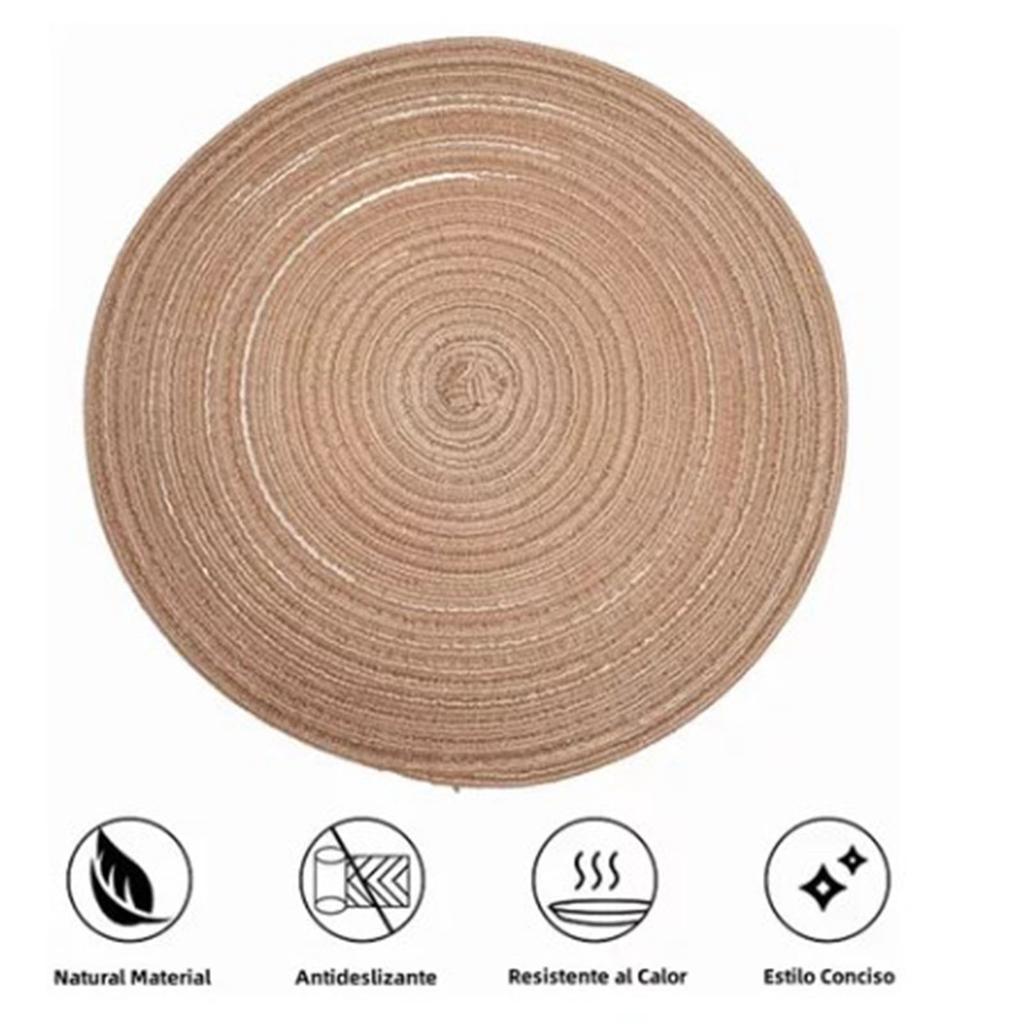 6pcs Round Placemats Slip Proof Prevent Scalding Insulation Decorative Woven Table Mats for Home