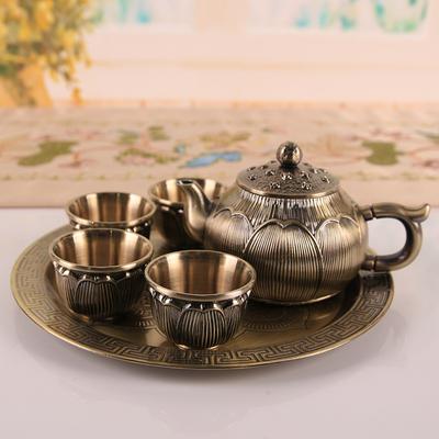Retro Lotus Tea Set, High-end Chinese Kung Fu Tea Set, Tea Ceremony Teapot, Tea Cup, Tea Tray, Light Luxury, High-end Ornament