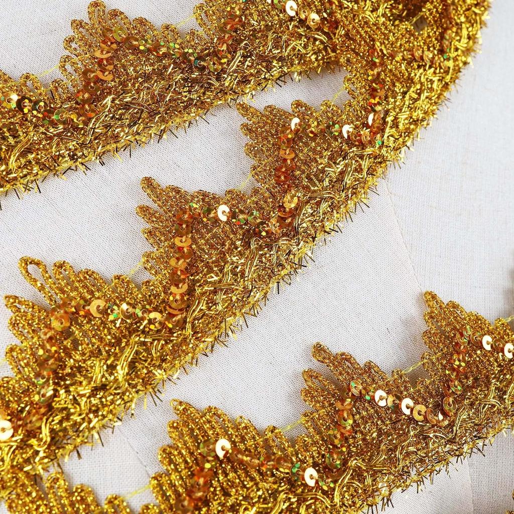 2 Yards Sequined Lace Trim Fabric Ribbon DIY Crafts 4CM Wide