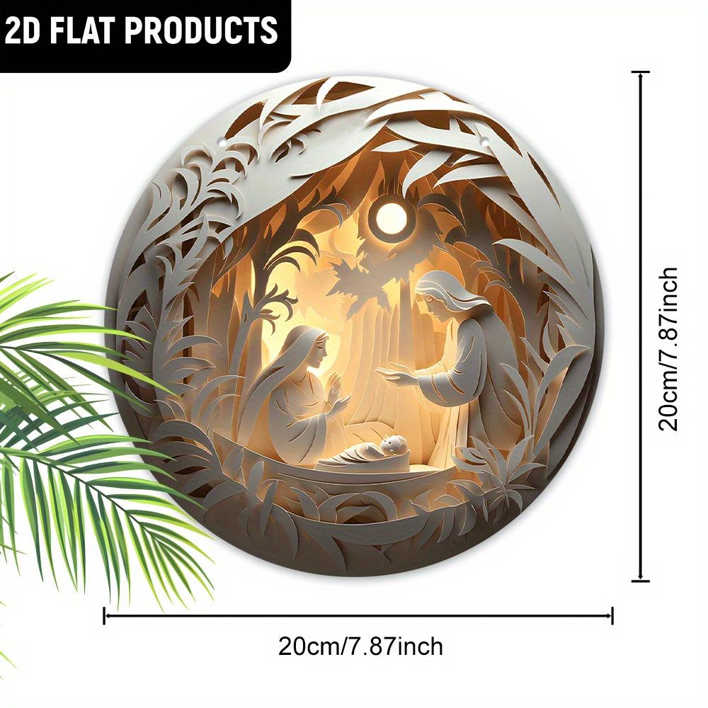 Wooden 1pc 2D Flat Nativity Scene Christmas Wall Decor, Ornament Sign, Classic for Door, Wall, Home, Room, Farmhouse, Street, Shop, Garage, Garden