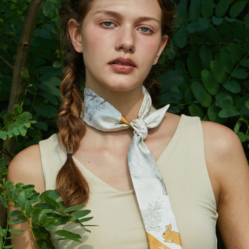 

ANA MAISON Lovely Rabbit Twilly Silk Scarf [PMT-1432] Lovely Rabbit