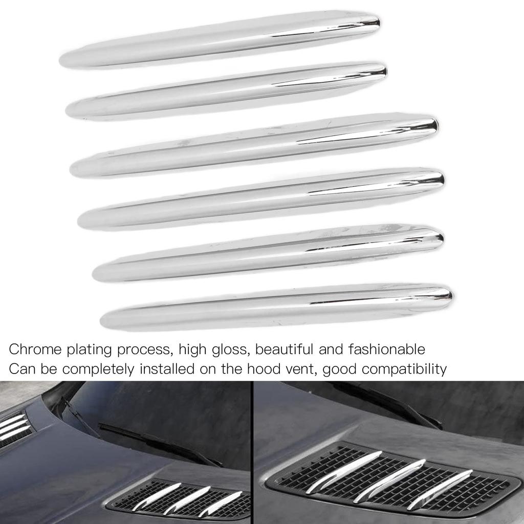 KIMISS 6pcs Chrome Stripe Vent Grille Trim, Car Engine Hood Vent Grille Cover Trim Parts For R172 SLK 2011-2019