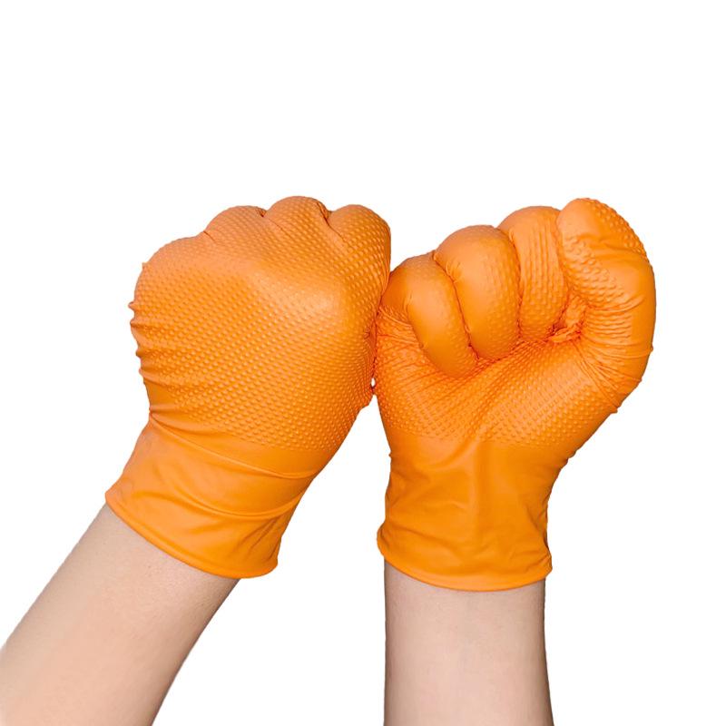 8 Mil Extra Thick Wear-Resistant Diamond Textured Nitrile Gloves for Industrial, Oil, Acid, Alkali, and Auto Repair