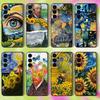 Sunflower Art V-Van G-Gogh Phone Case For Samsung S25,S24,S21,S22,S23,S30,Ultra,S20,Plus,Fe,Lite,Note,10,9,5G Black Cover