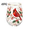 Large Capacity Wine Glass Cup Egg Shape Clear Lead-Free Crystal Enamel Painted Golden Rim Liberty Bell Themed Vintage Drinking Tumbler Glassware for