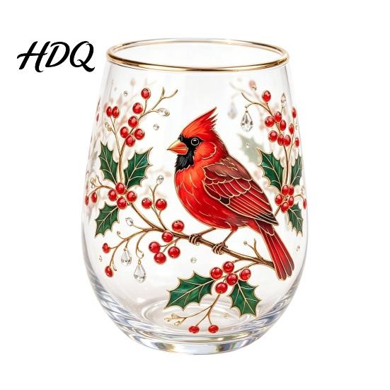 Large Capacity Wine Glass Cup Egg Shape Clear Lead-Free Crystal Enamel Painted Golden Rim Liberty Bell Themed Vintage Drinking Tumbler Glassware for