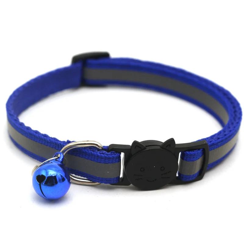 Safety Breakaway Cat Dog Collar Neck Strap Reflective Nylon Kitten Puppy Pet with Colorful Bell Puppy Pet Leash Accessories