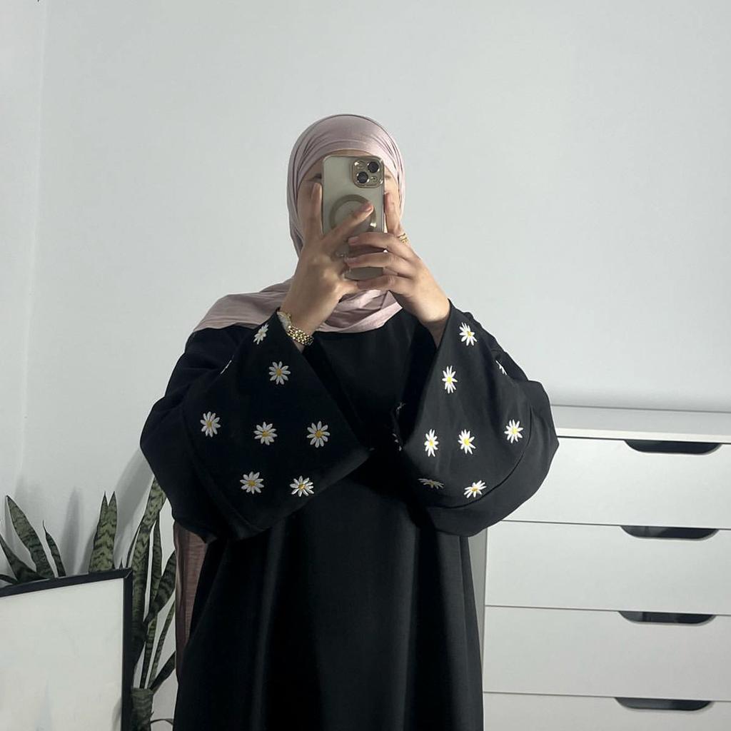 Embroidery Muslim Modest Dress Women Eid Saudi Arabia Dubai Abaya Party Jalabiya Robe