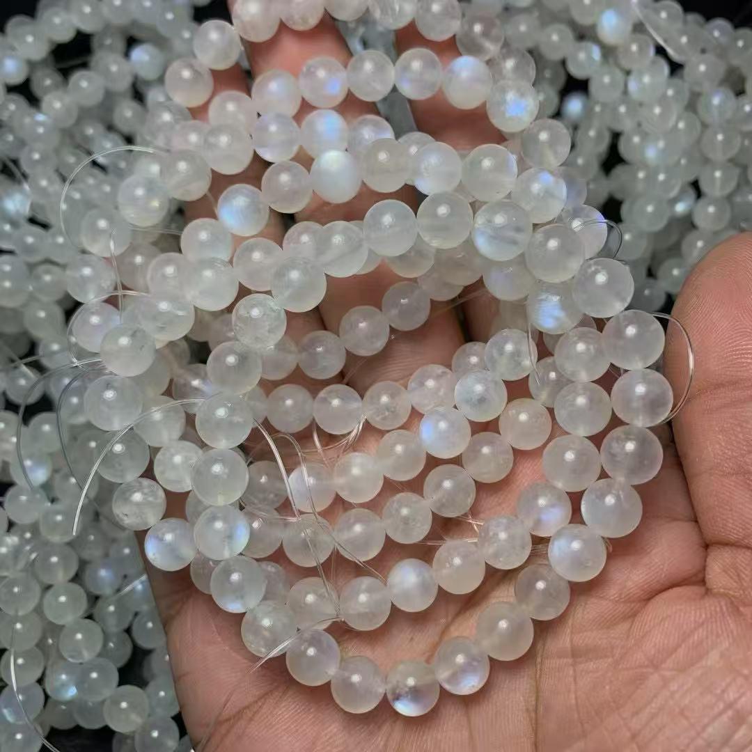 Натуральный синий лунный камень, однорядный браслет из бусин