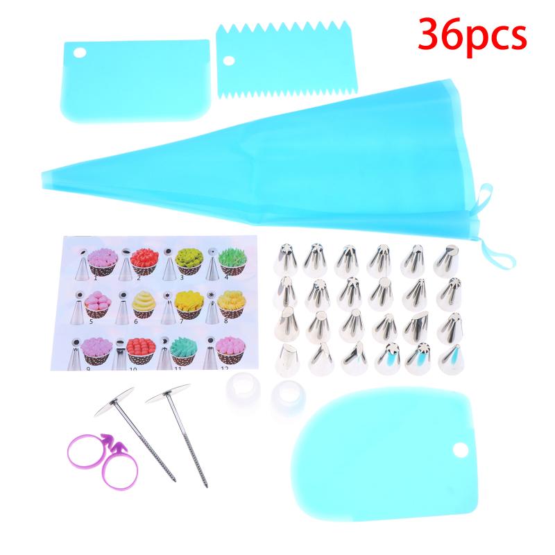 

34/36/37Pcs Cake Decorating Tools Icing Cream Piping Nozzle Tips Confectionery Pastry Cake Bags Stainless Steel Nozzles Tip 36PCS