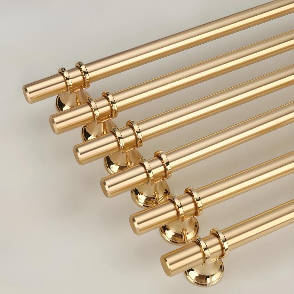 Furniture handle, metal railing for cabinet drawers, gold gloss, screws 128mm