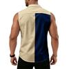 Men's Workwear Lapel Button-Down Vest Shirt - Lightweight Sleeveless Top