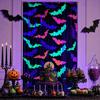 Fluorescent Bat Tinsel Curtains Halloween Foil Fringe Curtain, Glow-in-the-dark Backdrop, Self-adhesive Spooky Wall Decor Metallic Door Curtain