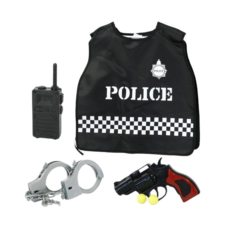 Police Role Play Set 4-Piece Midex 589559 Black for Kids 3 Years Vest Walkie-Talkie Handcuffs Bullets
