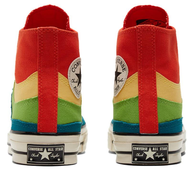 Converse 1970s Chuck Taylor All Star Rainbow Candy Vintage High Top Espadrilles Unisex Red, White and Blue