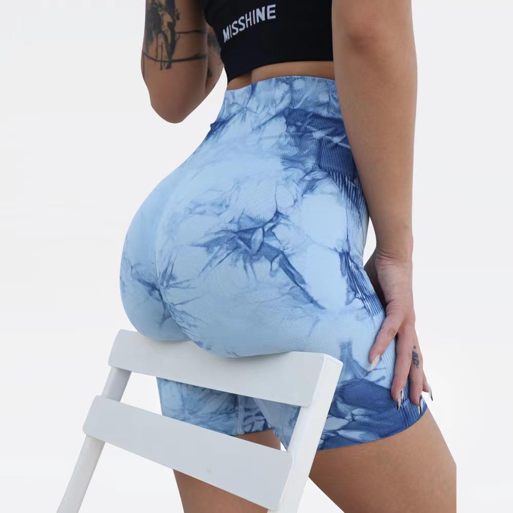 High Waist Tie-Dye Yoga Shorts for Women - Tummy Control & Butt Lift, Sports Fitness Style