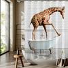 Giraffe Badewanne Digitaldruck Duschvorhang, Kostenloser Haken Enthalten, Maschinenwaschbar, Wendbares Polyester, Ganzjahres Badezimmerdekoration