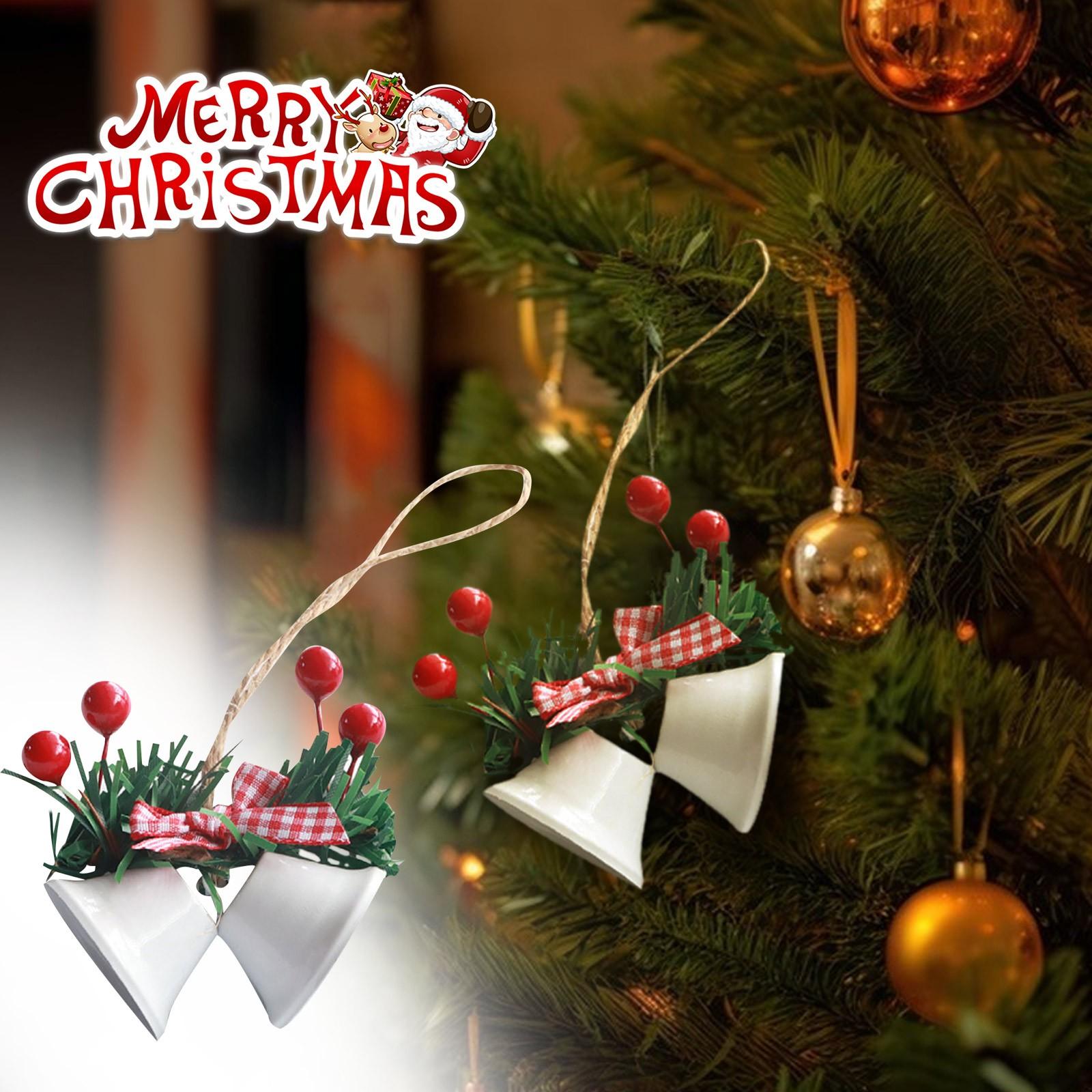 

Рождественское украшение Двойной рождественский колокольчик Окно Рождественская елка Подвеска Ручная работа Diy Аксессуары Металлический колокольчик Подвеска One Size белый