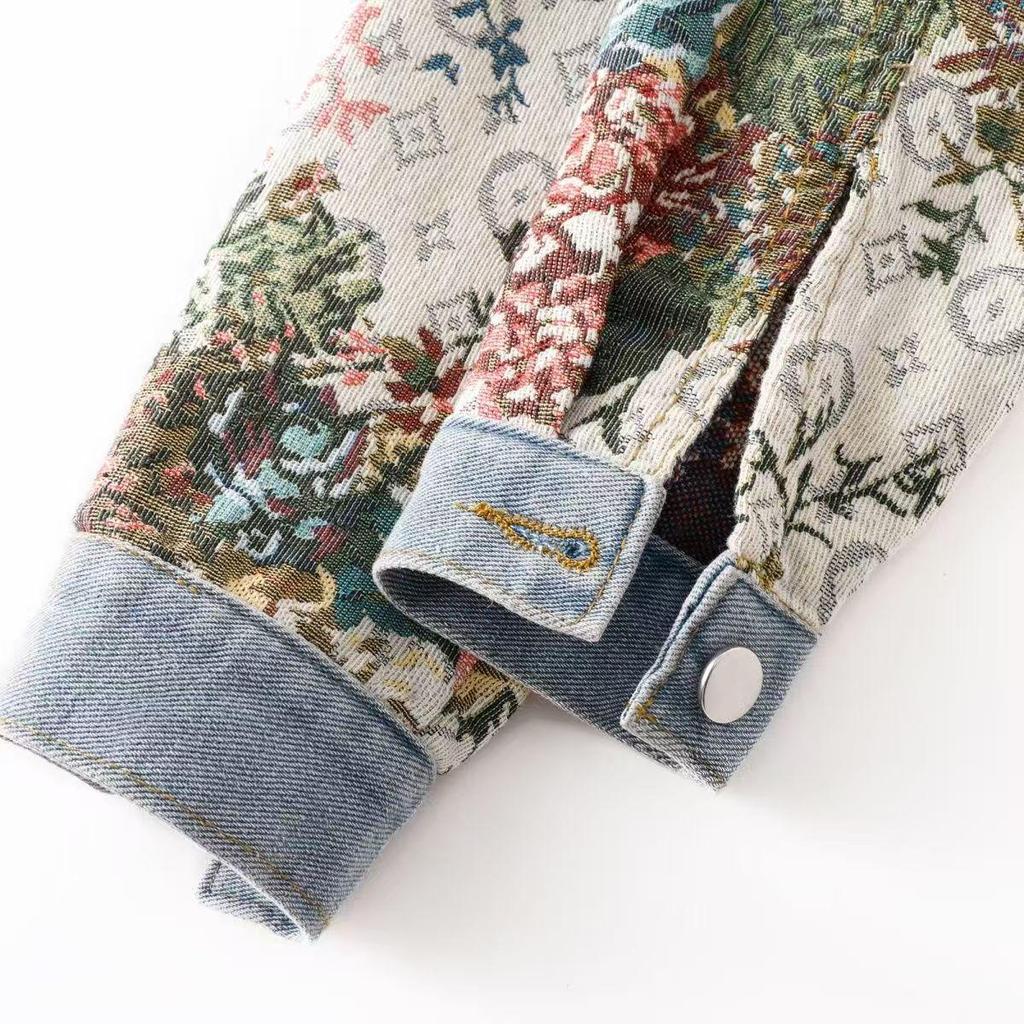 2025 Spring Petite Women's Versatile Patchwork Long Sleeve Denim Jacket