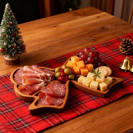 Dřevěný podnos na svačinu Design mašle Prkénko na charcuterie Víceúčelový servírovací tác na bonbóny sušenky ovoce párty bar párty potřeby