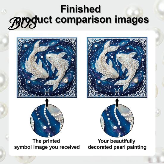 Faux Pearl Painting Crafts DIY Kit, 12 Constellation Rhinestone Art Set for Handmade Kit Adults Beginners, Wooden Frame Fake Wall Decoration Beginners