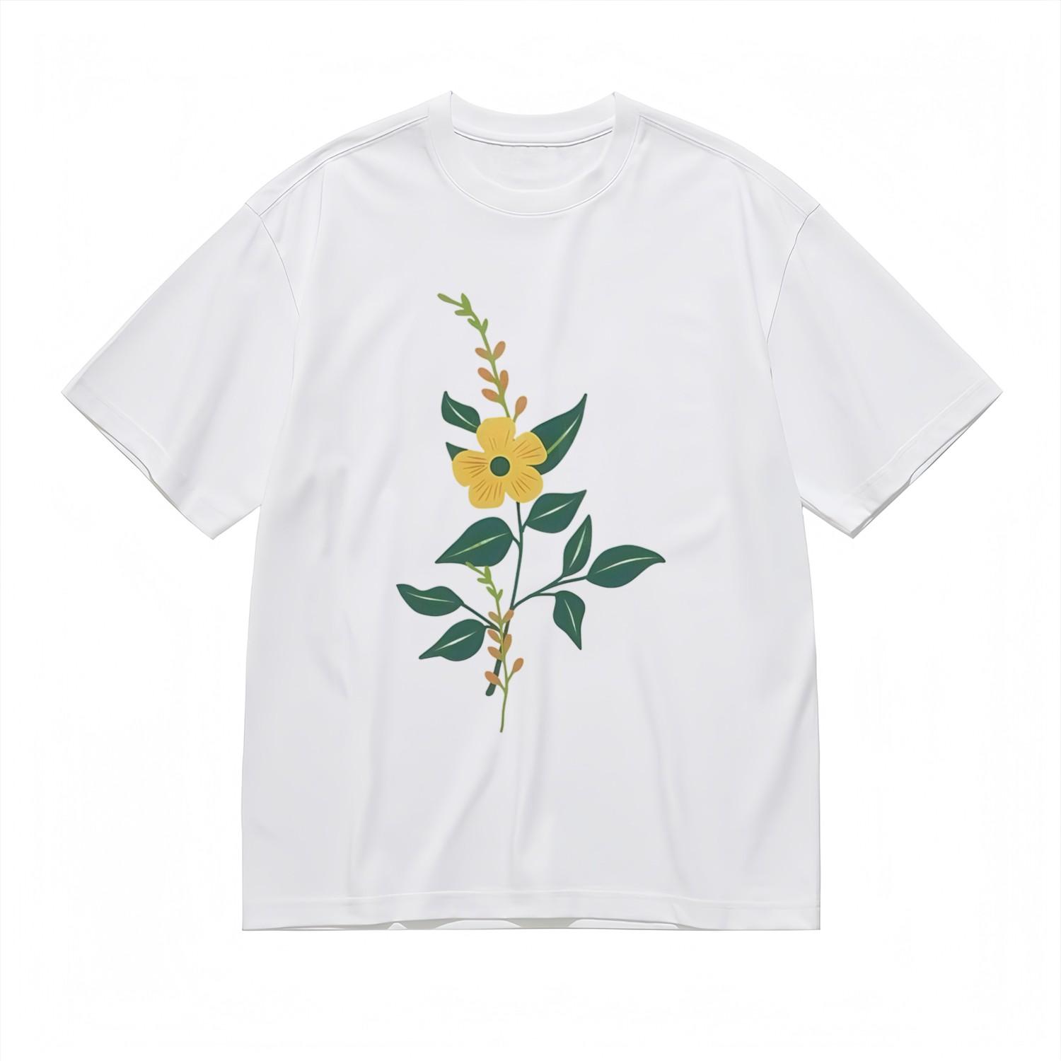 Men s Soft Breathable All Season Classic T-Shirt Mens Womens Tees Top Bright Yellow Flower Cotton Tee S