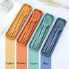 4PCS/Set Wheat Straw Knife, Fork, Spoon And Chopsticks Set Students Outdoor Travel Portable Tableware
