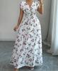 2026 European and American women's clothing explosive summer new short-sleeved lace-up printed v-neck dress