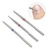 Conjunto de brocas de aço de tungstênio para unhas 3 peças, cabeças de moagem de manicure, brocas de unha de cabeça dupla 2 em 1 para