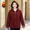 Stylish Women's Hooded Corduroy Cotton Padded Jacket for Middle-Aged and Elderly