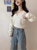 Women's Retro V-Neck Knitted Pullover Sweater - Soft Wool, Loose Fit, Autumn Style Jacket