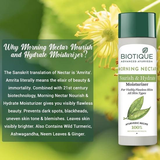 Biotique Morning Nectar Flawless Skin Moisturizer Lotion L Prevents Dark Spots, Blackheads And L Nourishes And Hydrates...