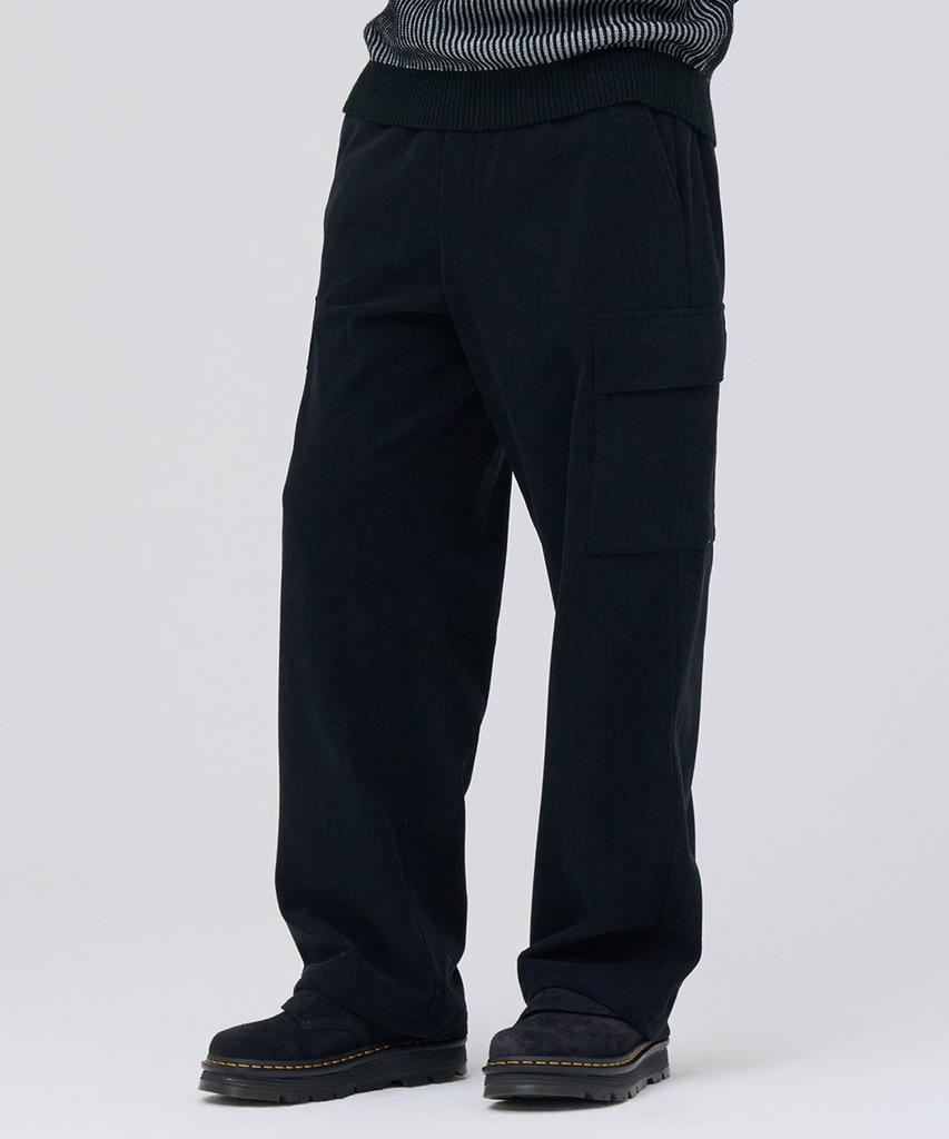 CHASECULT Men'S Corduroy Wide Cargo Pants - Black