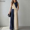 Women Casual Round Neck Loose Sleeveless Wide Leg Jumpsuits