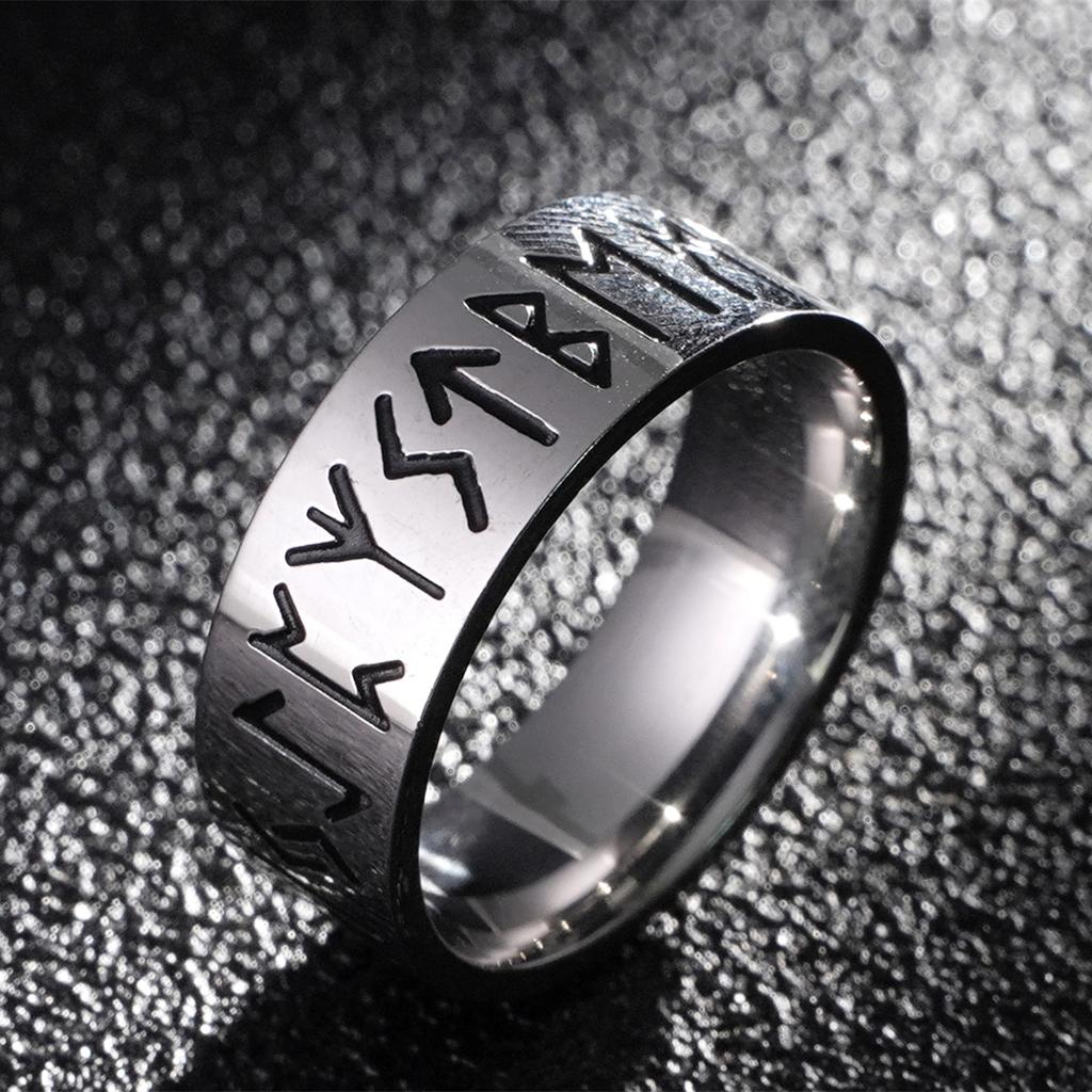 New Vintage 8mm Black Pattern Ring for Men and Women