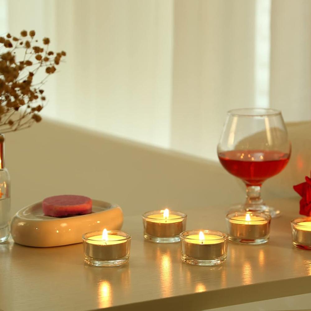 Small Clear Glass Tealight Candle Holders,Tealight Holders Bulk Use for Weddings Parties Dinner,for 1.5" Tealight