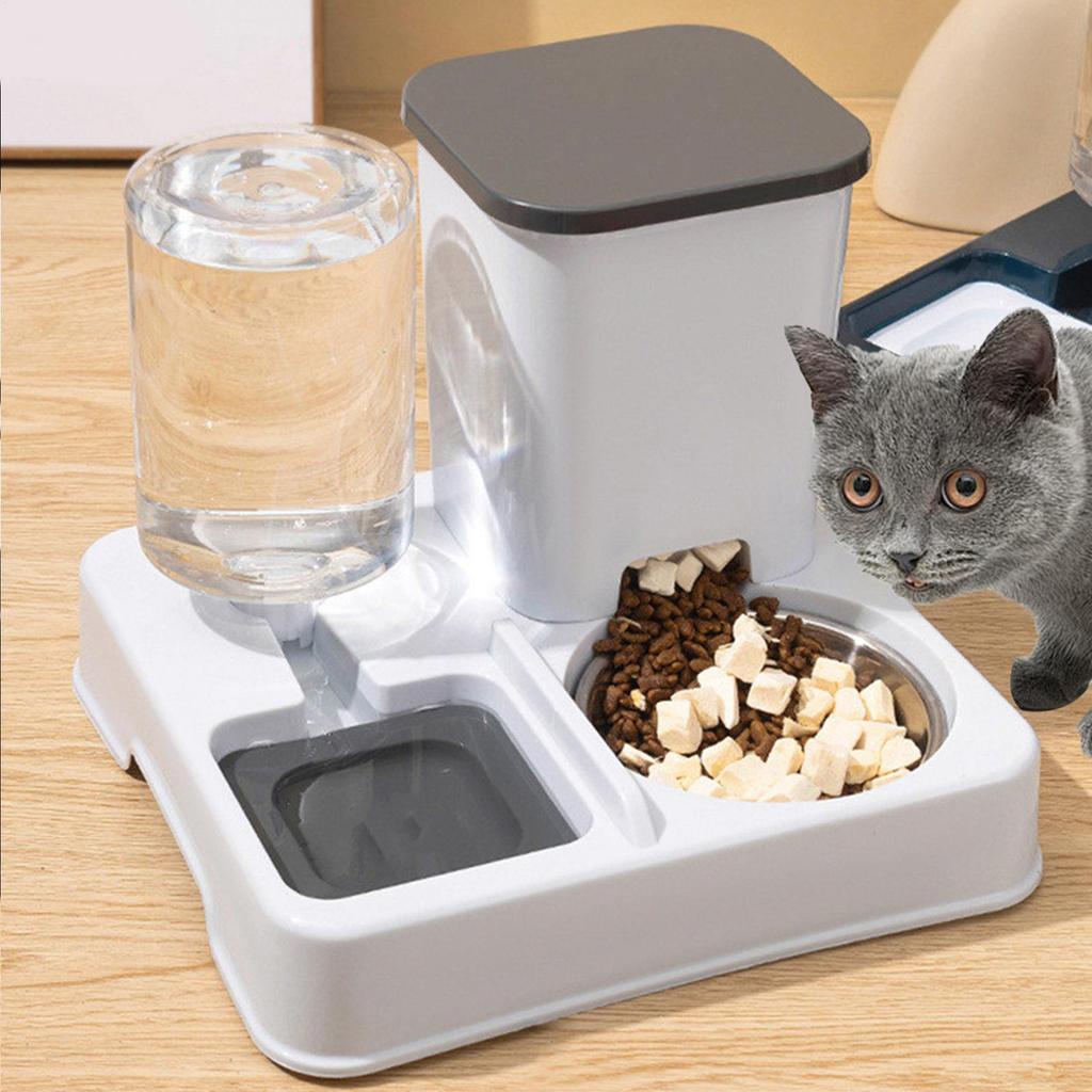 Cat Water Food Dispenser Cat Self Feeding and Watering Station Pet Supplies Food Dispensing and Drinking System for Small To