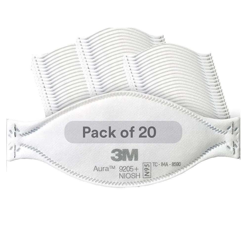 3M Aura N95 9205+ Mask 1 Pack of 20 3M Aura Particulate Respirator 9205+, N95, Pack of 20