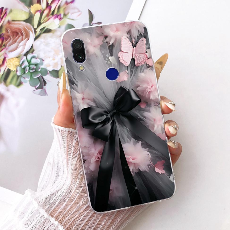 Case For Redmi 7 Cover Transparent Cute Cat Fashion Butterfly Funny Painted Casing M1810F6LI M1810F6LH M1810F6LG