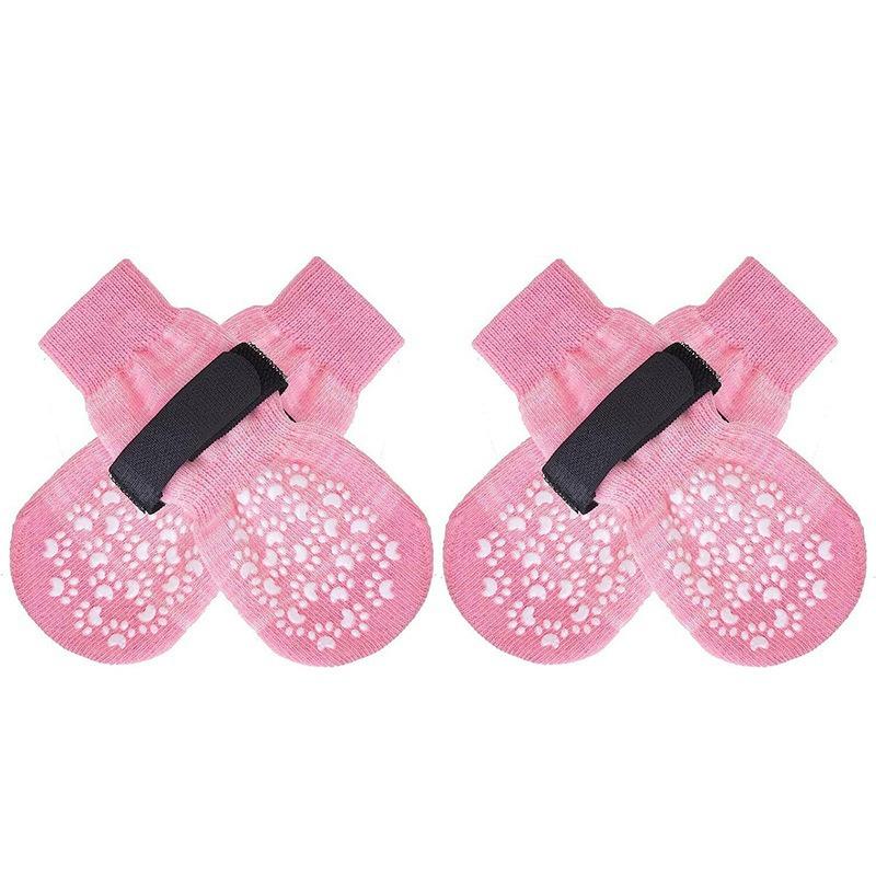 4 Pcs Waterproof Anti-slip Dog Socks, Suitable For Dogs & Cats Indoor Outdoor Wear Designed For Don't Like Shoes And Older Pets