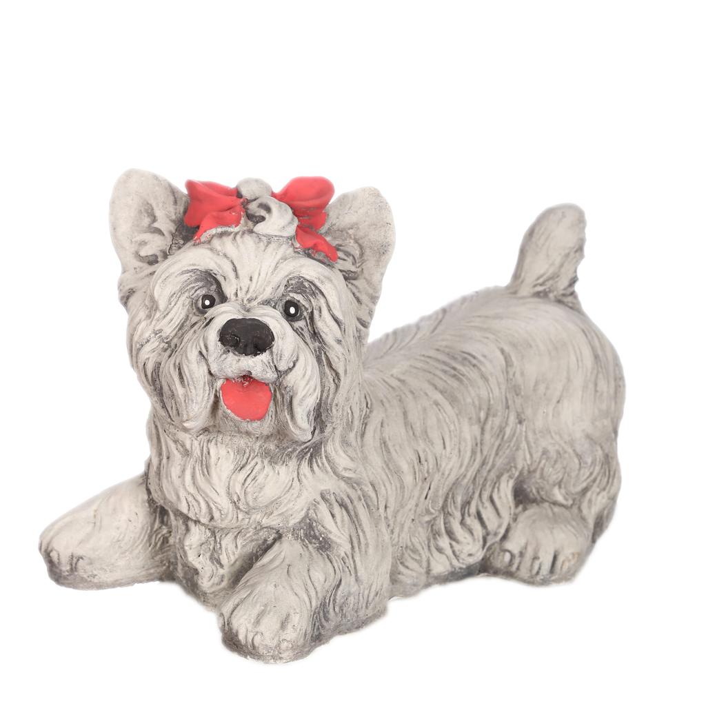Grey yorkie dog sculpture concrete garden dog figure