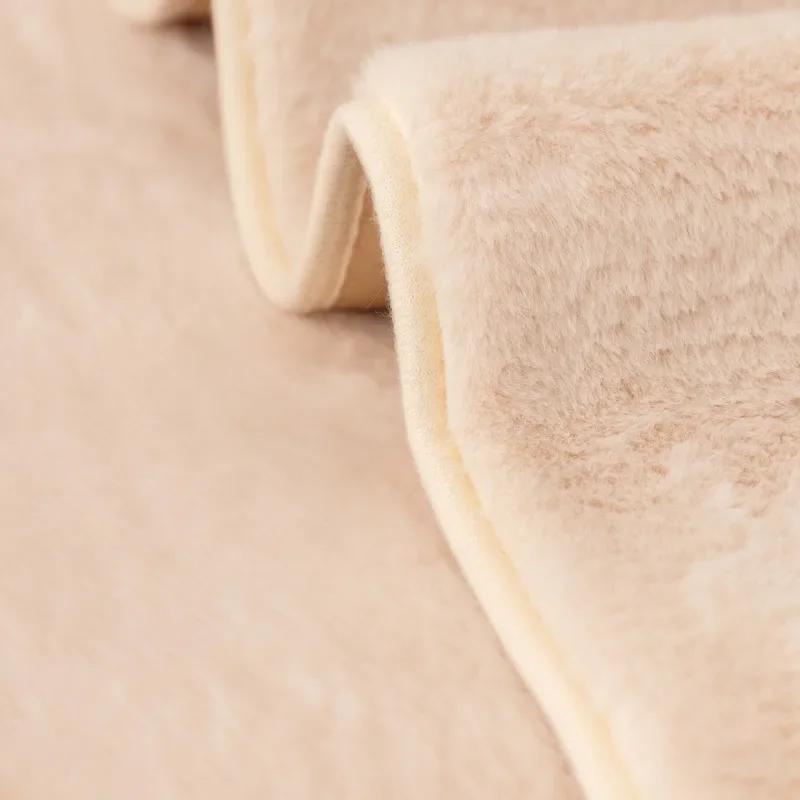 Winter Sofa Mat with Cat Feeling High Grade Anti Slip Thick Plush Sofa Cover Solid Light Luxury Seat Cushion Cover