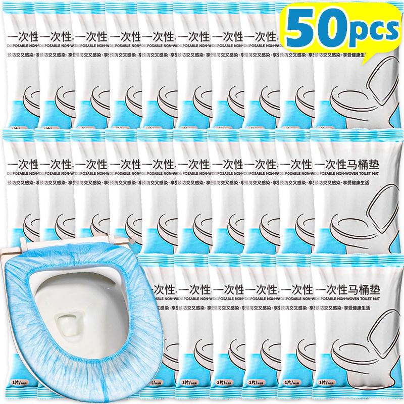 50Pcs Safety Non-Woven Disposable Toilet Seat Pad Portable Waterproof Toilet Paper Pad Maternity Hospital Bathroom Pad Covers Set