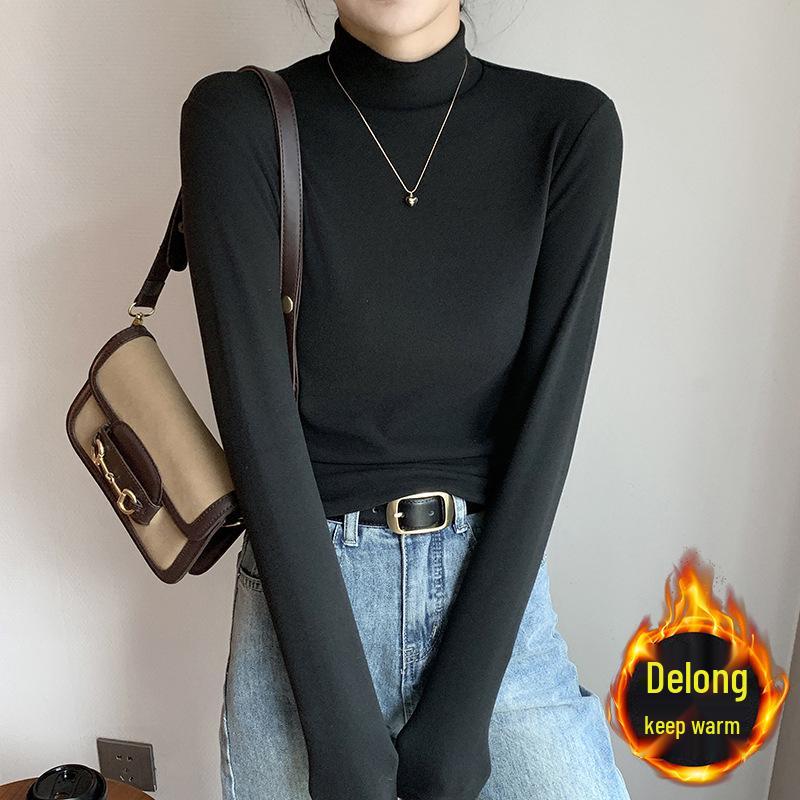 2025 New Autumn/Winter Women’s Warm Velvet Long Sleeve Base Shirt