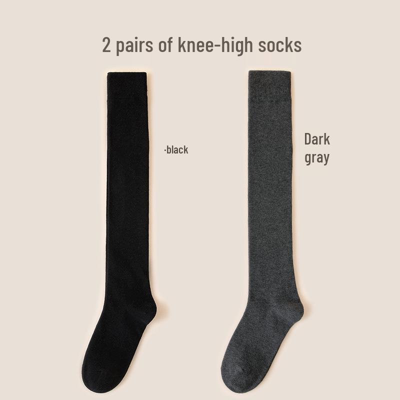 Women's Premium Cotton Mid-Calf & Thigh-High Socks: Versatile for All Seasons, Black