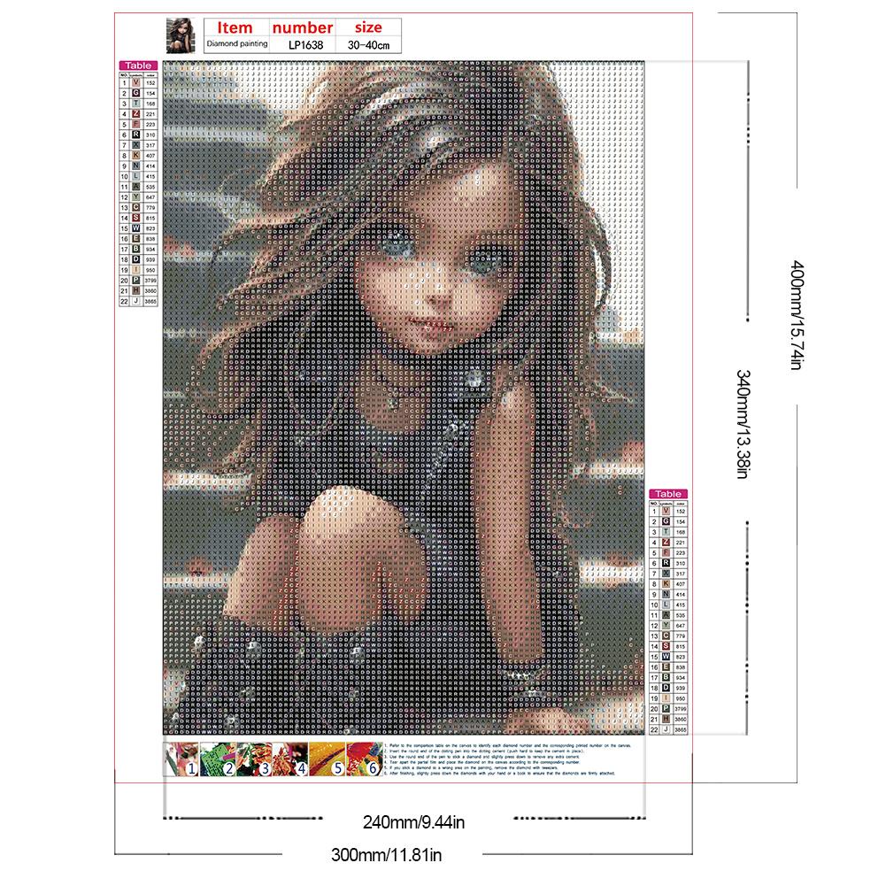 30*40CM 5D DIY Vollrunde Bohrer Strass Süßes Mädchen Kit Kunsthandwerk Mosaik Malerei Stickerei Handgefertigt Heimdekoration Geschenk