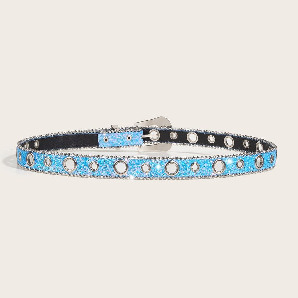 Belt Rhinestone Blue Decorated Sparkling Diamond Sequins Versatile For Women